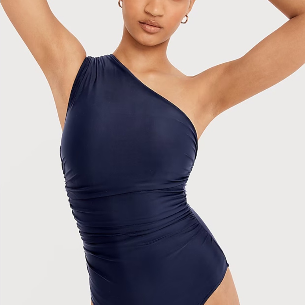 J.Crew Elegant Navy One-Shoulder Swimsuit